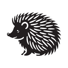 Simplified hedgehog silhouette for modern artistic purposes - Hedgehog illustration - minimallest hedgehog vector
