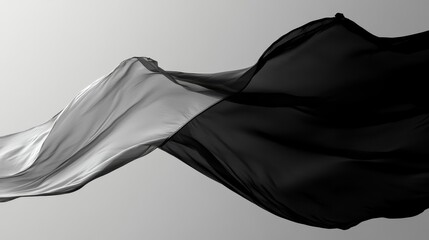 Flowing Black and White Fabric in Motion