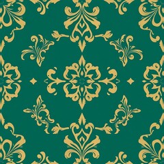 Emerald and Gold Damask Pattern: A timeless and elegant damask pattern in rich emerald green and gold, perfect for adding a touch of luxury to your designs.  