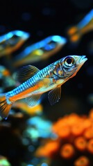 Playful underwater world silvery sardines
