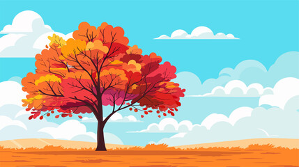 Vibrant Autumn Tree on Sunny Day