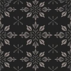 Fototapeta premium Elegant Floral Pattern: A seamless black and gray pattern with intricate floral motifs creates a refined and sophisticated background for design projects. 
