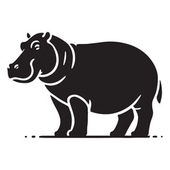 Hippopotamus silhouette for digital projects and creative media - Hippopotamus black vector
