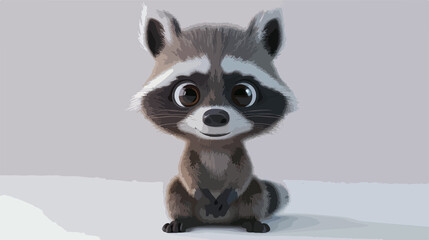 Cute and Adorable Cartoon Style Racoon in Studio