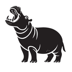 Unique hippopotamus silhouette for versatile artistic applications - Hippopotamus illustration - minimallest hippopotamus vector
