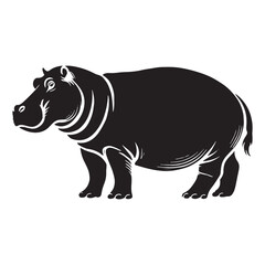 Creative hippopotamus silhouette for artistic digital media - Hippopotamus illustration - minimallest hippopotamus vector
