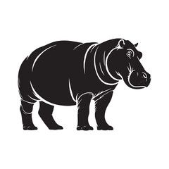 Captivating hippopotamus silhouette for innovative artistic projects - Hippopotamus illustration - minimallest hippopotamus vector
