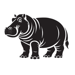 Bold hippopotamus silhouette for creative design needs - Hippopotamus black vector
