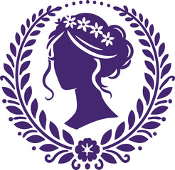 Retro-Style Cameo Icon for Art Nouveau Themes
