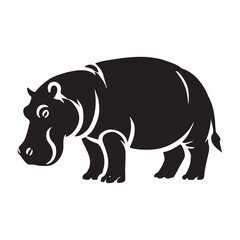 Simplified hippopotamus silhouette for modern digital media - Hippopotamus illustration - minimallest hippopotamus vector

