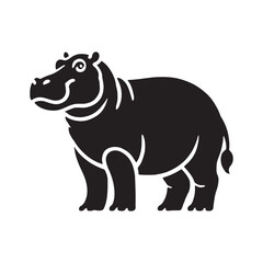 Minimalistic hippopotamus silhouette for modern artistic projects - Hippopotamus illustration - minimallest hippopotamus vector
