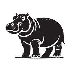 Majestic hippopotamus silhouette for digital and print projects - Hippopotamus black vector
