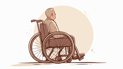 Hand Drawn Outline Doodle of Disable Person in Wheelchair