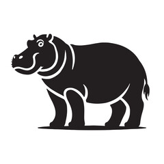 Simplified hippopotamus silhouette for modern design needs - Hippopotamus illustration - minimallest hippopotamus vector
