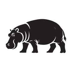 Hippopotamus silhouette for digital design projects - Hippopotamus black vector
