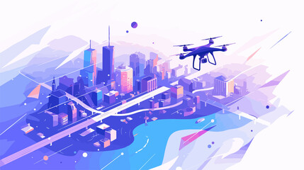 Drone Collecting Meteorological Data Over Cityscape