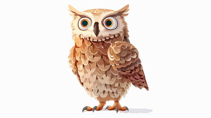 Naklejka premium Cartoon Eagle Owl with Bokeh Effect - 3D Illustration