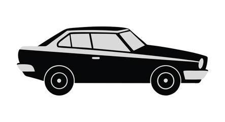 Classic Car Silhouette Vector. Retro Vehicle Icon Design. Vintage Car Outline Illustration.