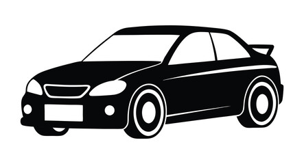 Sporty black car silhouette vector. Modern sedan vector illustration. Stylish car silhouette for graphics.