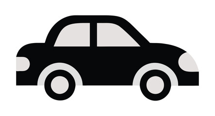 Fototapeta premium Minimalist black car silhouette vector. Stylish automobile clip art icon design. Flat vehicle silhouette for projects.