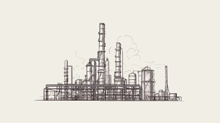 Obraz premium Creative Hand Drawn Factory Sketch Icon for Web and Mobile