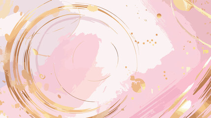 Elegant Gold Pink Background with Circle Gold Frames and Pastel Pink Accents