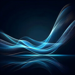 an elegant wave background with a flowing blue neon wave effect.ai
