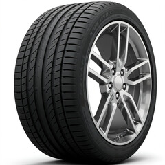 Obraz premium Car tire with alloy wheel featuring a multi-spoke design.