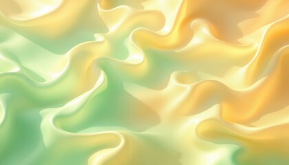 Fototapeta premium Abstract Pastel Waves: Dreamlike Silk Texture in Yellow and Green Hues