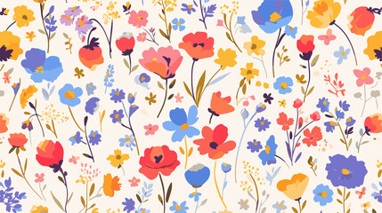 Vibrant Retro Abstract Floral Print Pattern for Design Projects
