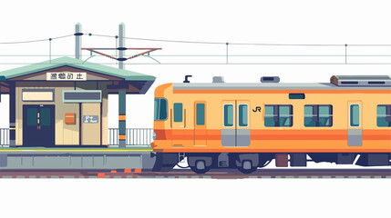 Obraz premium Local Train Stop in Sapporo Hokkaido Japan, Urban Transportation System