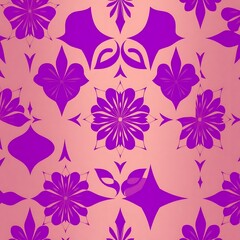 Obraz premium Purple Floral Seamless Pattern: A delicate and captivating pattern featuring a vibrant purple floral motif on a soft pink background.