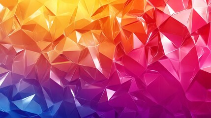 Obraz premium 3D Illustration of Crystal Break with Iridescent Texture and Faceted Gem in Wide Panoramic Polygonal Background