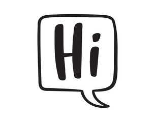 Hi speech bubble sticker for social media content. Hi text comic style poster, t shirt print, post card, video blog cover