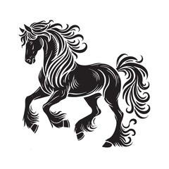 Simplified horse silhouette for artistic digital designs - Horse illustration - minimallest horse vector
