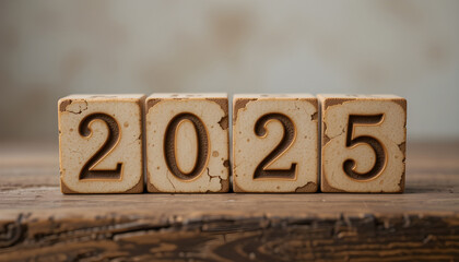 2025 Wooden Blocks Decor for New Year