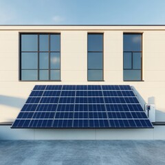 Fototapeta premium Solar Panel Installation on Modern Building Facade Showcasing Sustainable Energy Solutions for Eco-Friendly Architecture and Clean Power Generation in Urban Areas