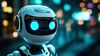 Futuristic Robot in a Neon Cityscape