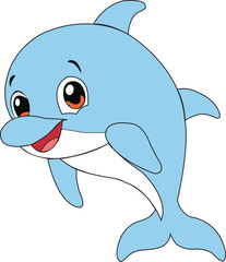 Adorable smiling dolphin vector.