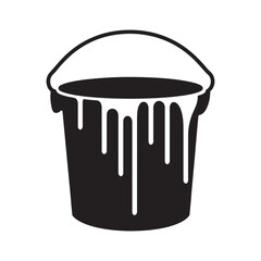 paint bucket with dripping paint silhouette vector illustration