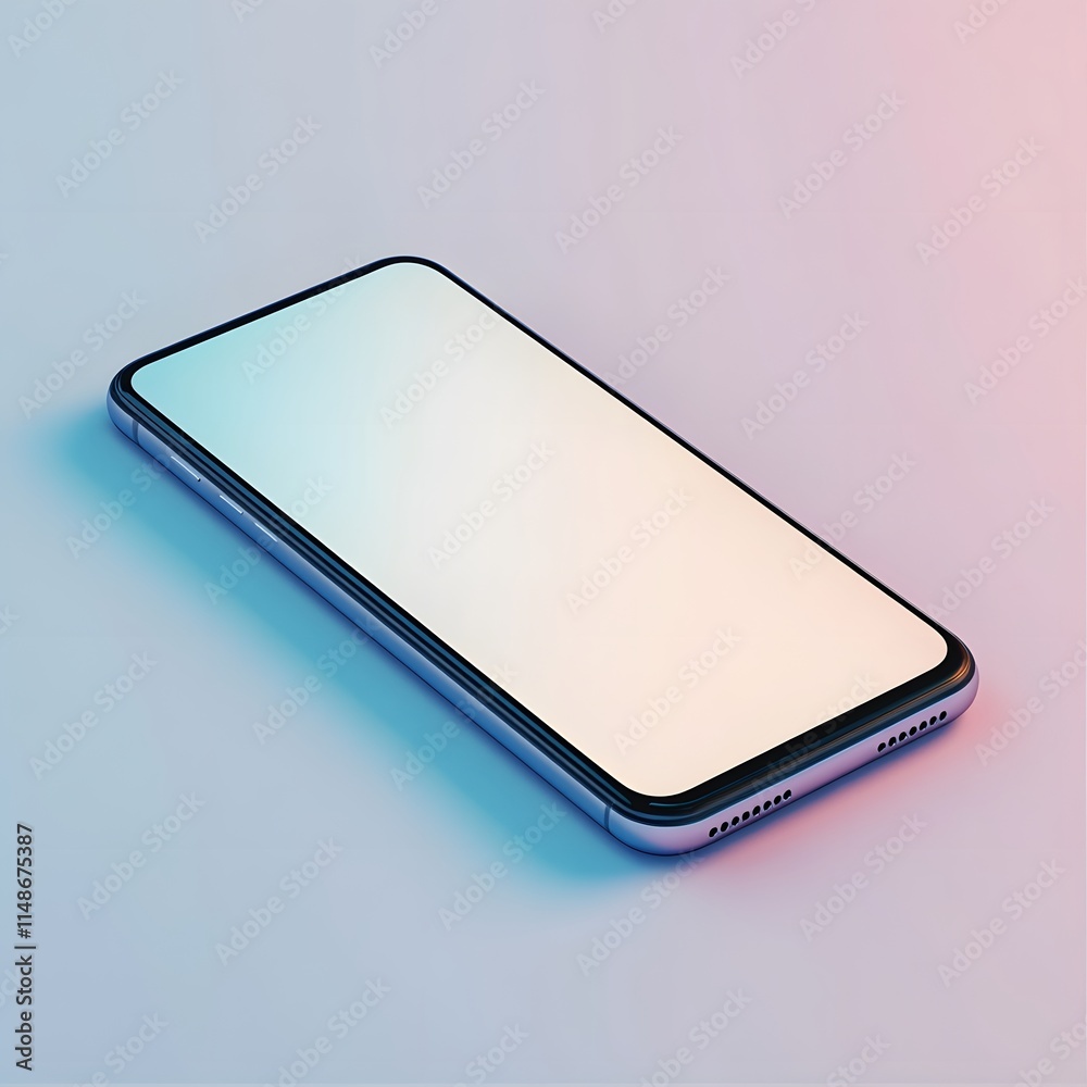 Poster Modern Smartphone on a Minimalistic Surface with Soft Gradient Lighting Perfect for Technology and Design Backgrounds