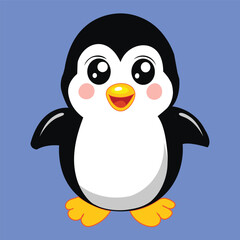 Cheerful cartoon penguin vector.