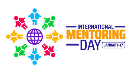 International mentoring day background banner or poster design template. observed every year in January. Holiday concept. Use to any Template, card, poster, placard, template.