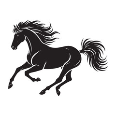 Creative running horse silhouette for innovative media uses - Running horse black vector

