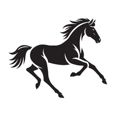 Dynamic running horse silhouette for artistic design applications - Running horse illustration
