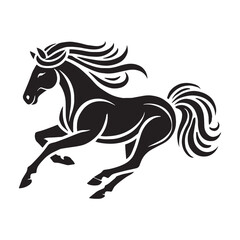 Bold running horse silhouette for modern digital projects - Running horse black vector
