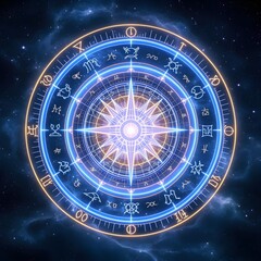 Celestial Zodiac Wheel in Cosmic Space