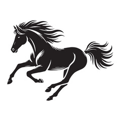 Simplified running horse silhouette for digital design projects - Running horse black vector
