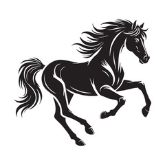 Detailed running horse silhouette for versatile design uses - Running horse black vector
