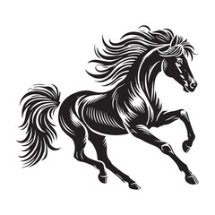 Simplified running horse silhouette for modern digital designs - Running horse illustration
